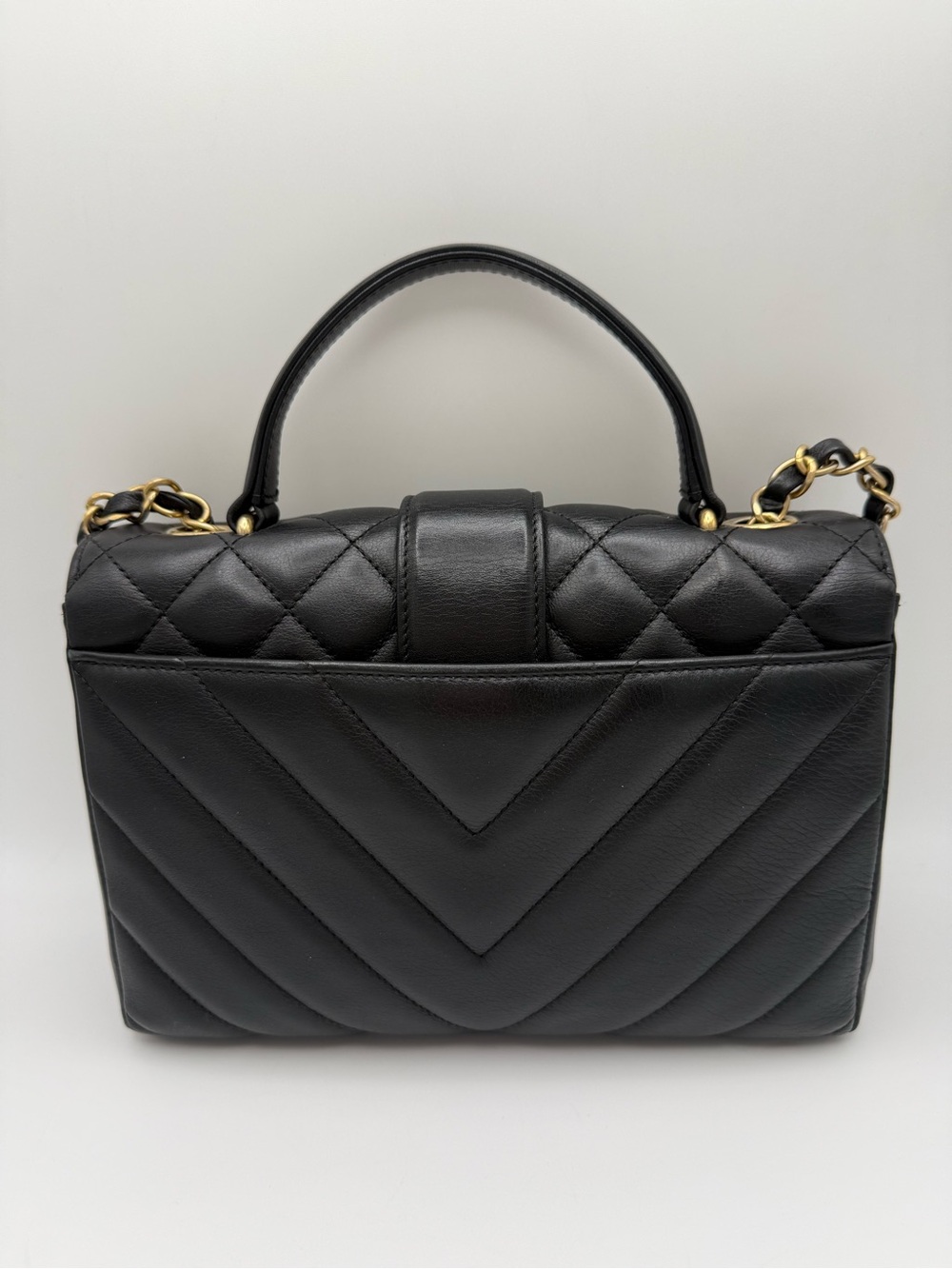 CHANEL Black Quilted Calfskin Leather Gold Class CC Top Handle Bag - Picture 9 of 17